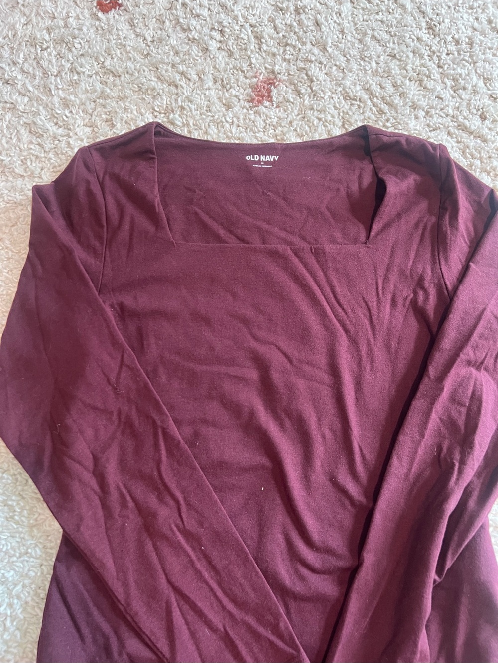 Old Navy Women's Burgundy Square-Neck Long Sleeve Tee